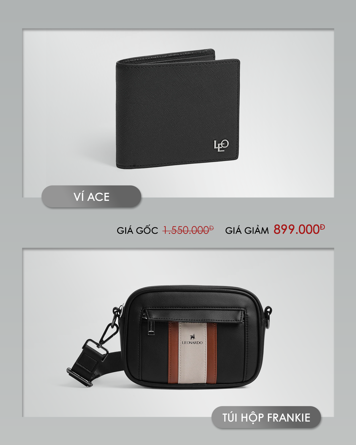 Combo ví ace sang trọng & túi hộp da
