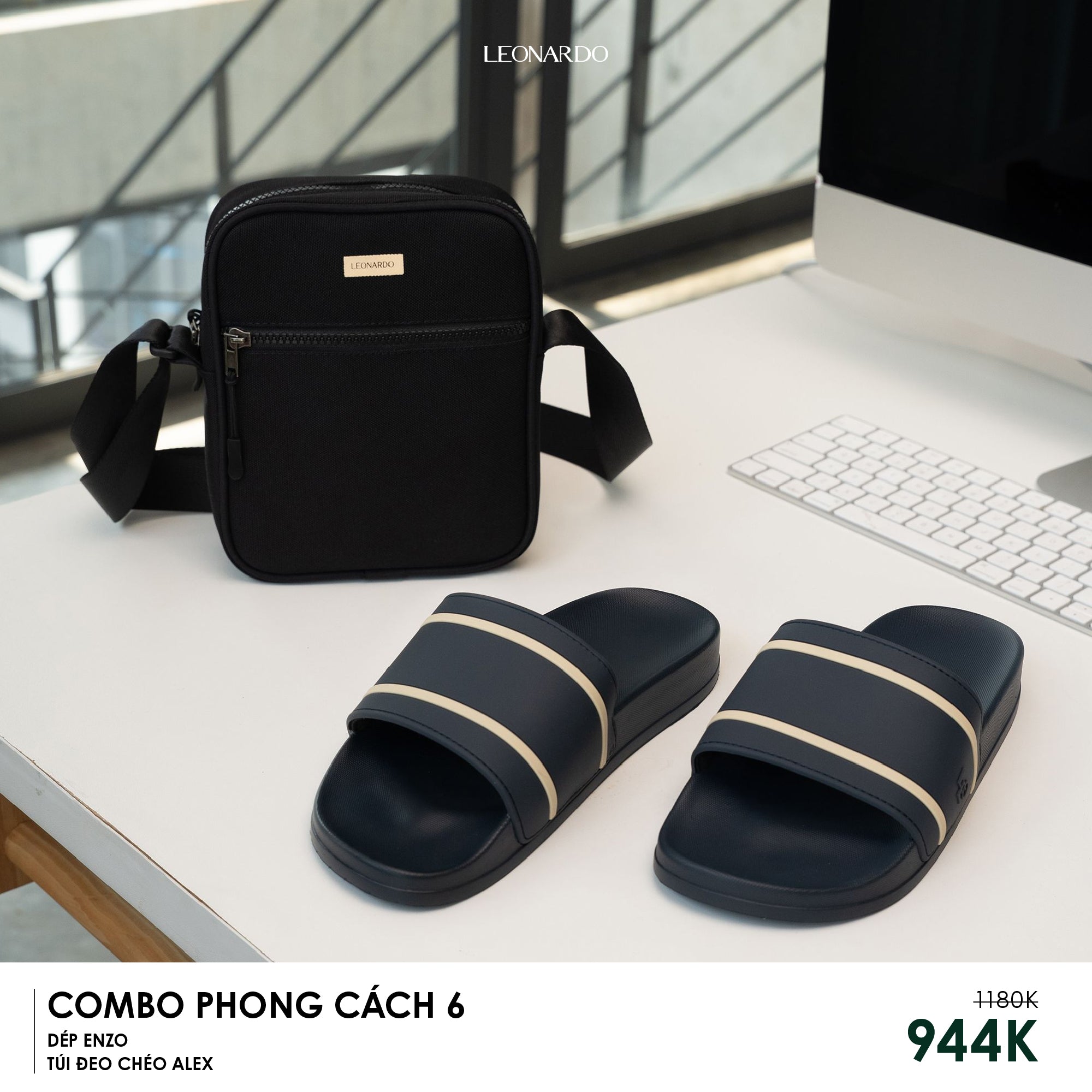 Combo Phong Cách 6: Dép Enzo & Túi Đeo Chéo Thời Trang
