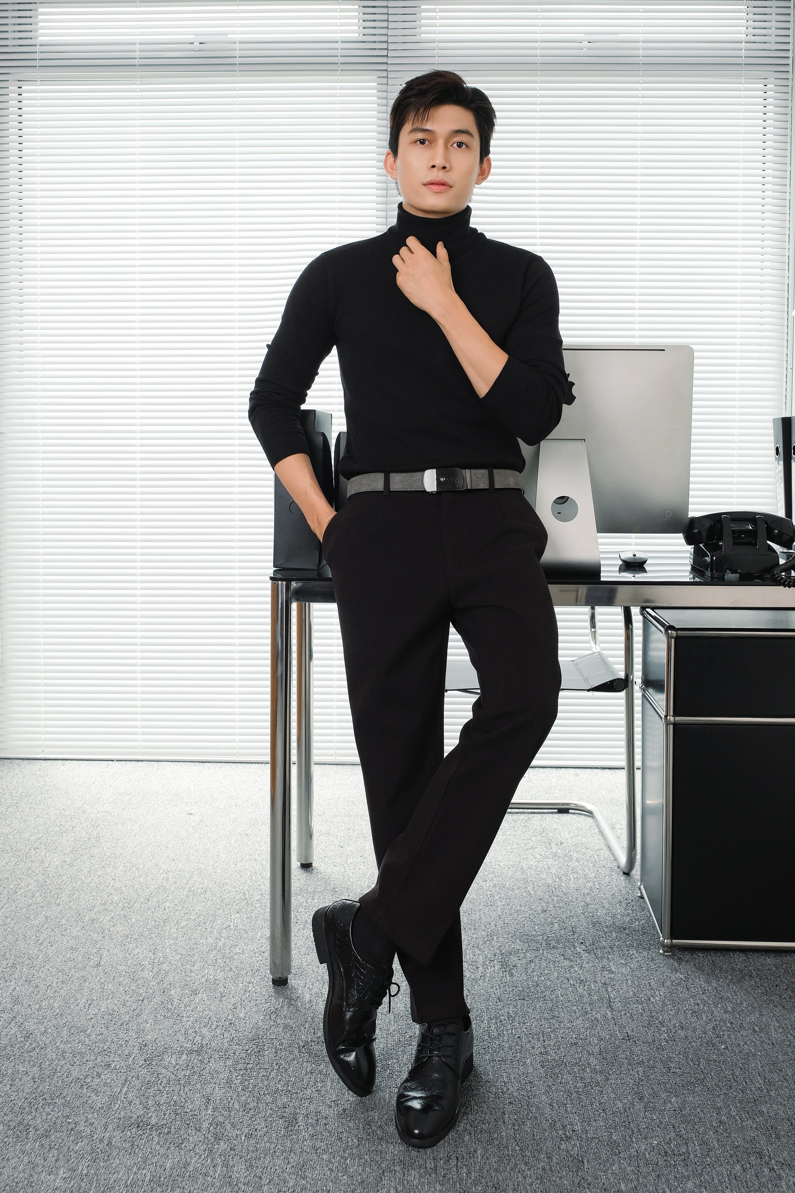 #Color_Búc Đen #Style_Vân Da Suede - Xám
