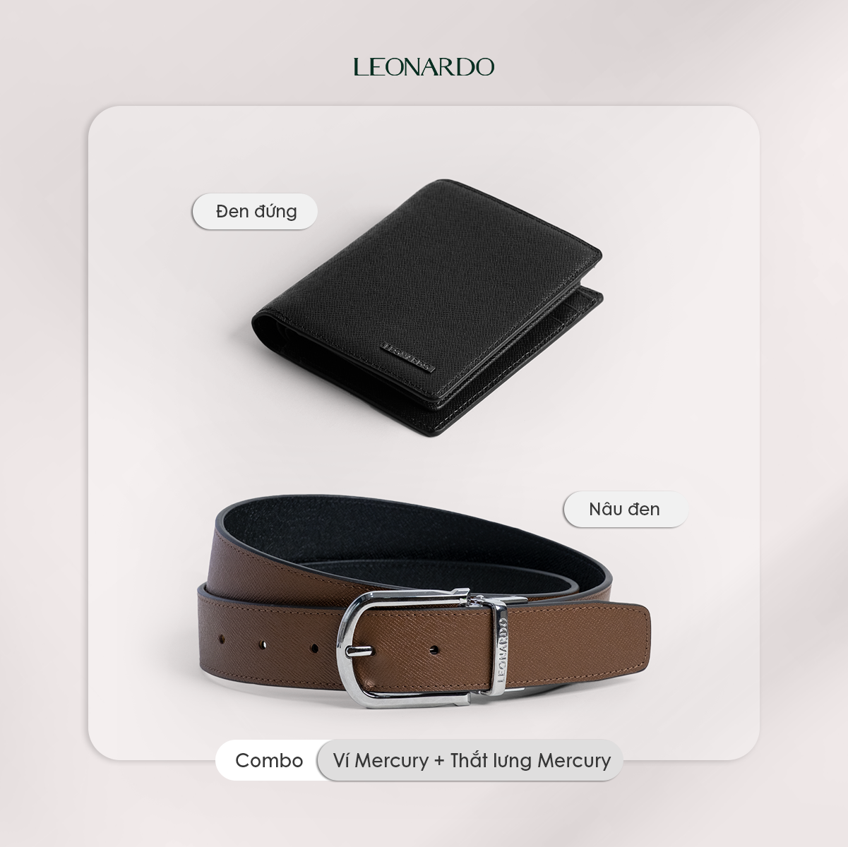 Combo Ví Mercury & Thắt lưng Mercury - Leonardo