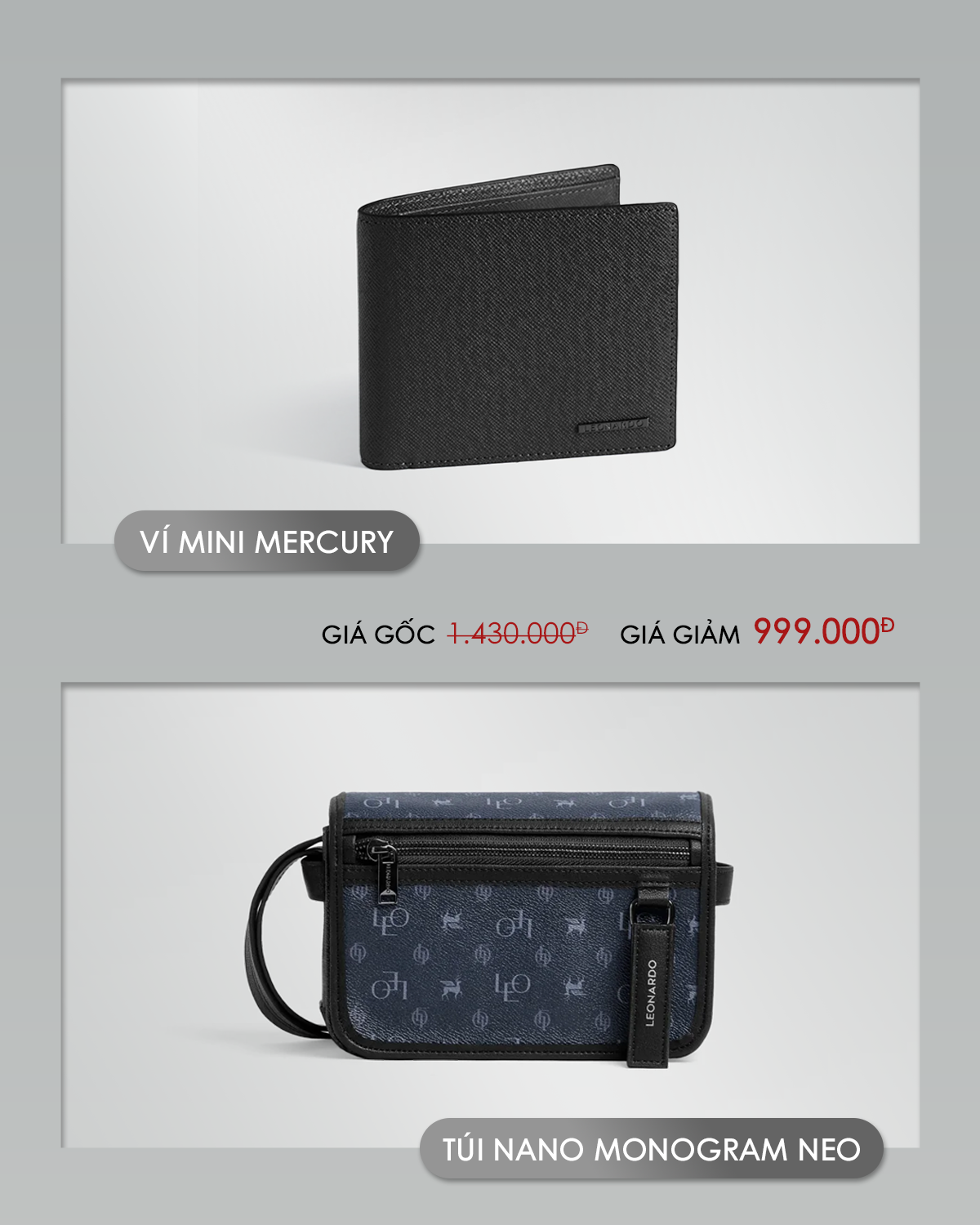 Combo ví Mini mercury da bò & Túi Hộp Da