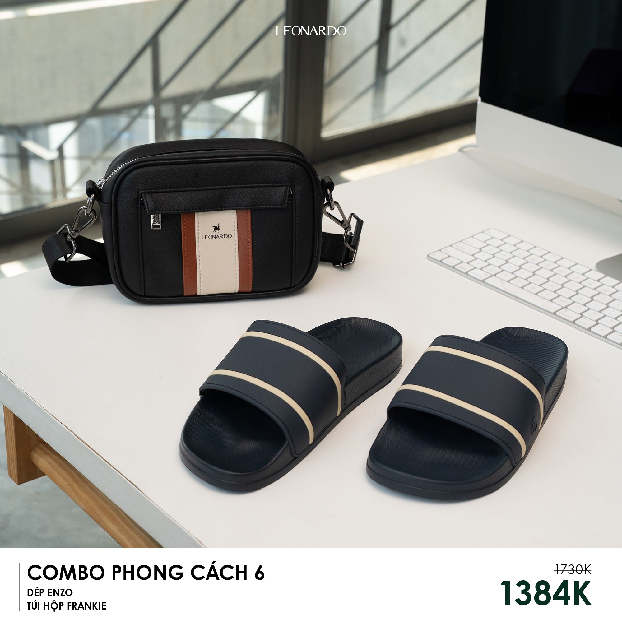 Combo Phong Cách 6: Dép Enzo & Túi Đeo Chéo Thời Trang