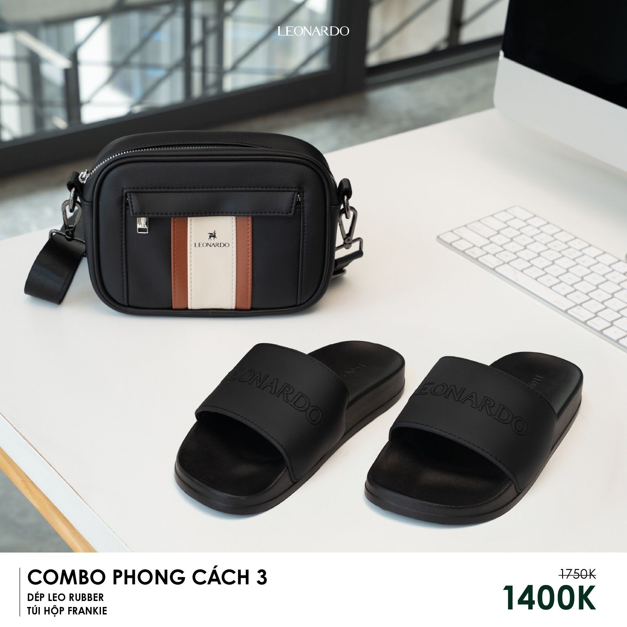 Combo Phong Cách 3: Dép Leo Rubber & Túi Đeo Chéo Thời Trang - Leonardo