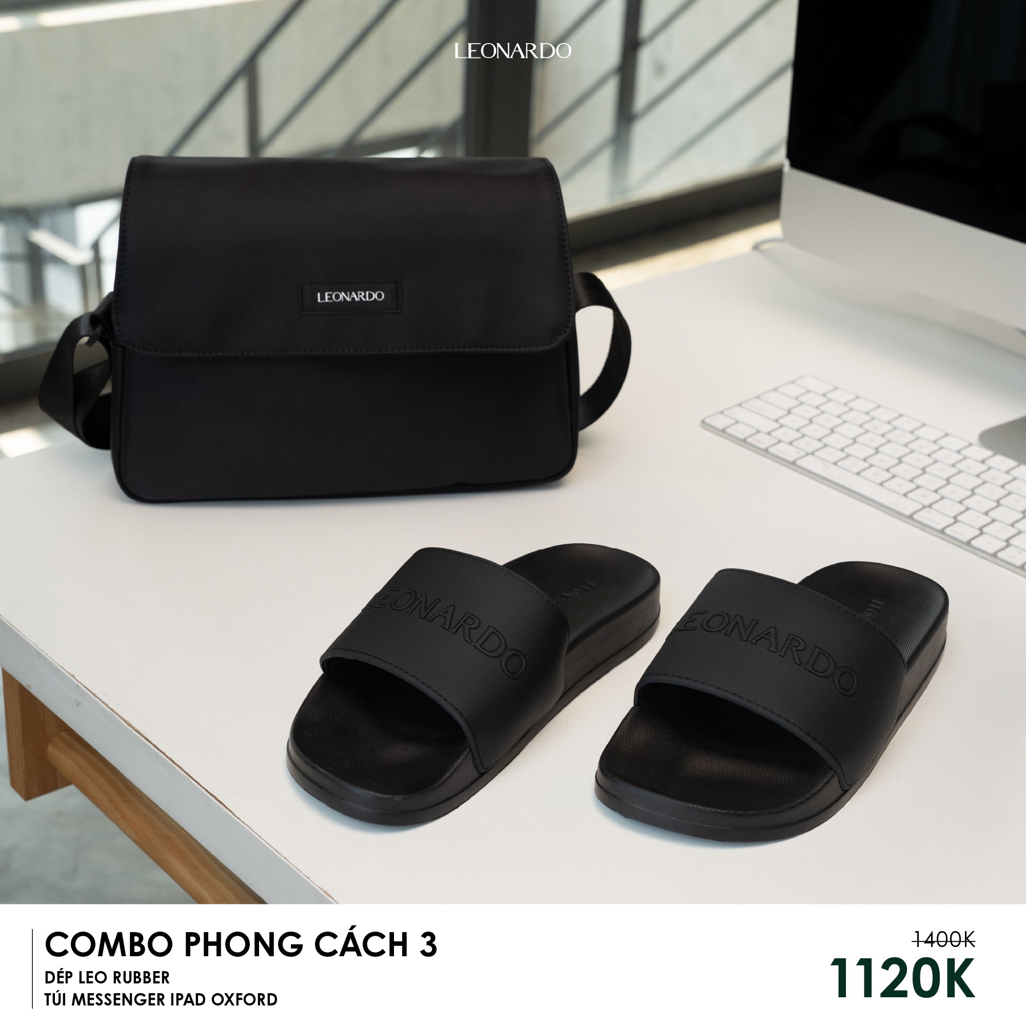 Combo Phong Cách 3: Dép Leo Rubber & Túi Đeo Chéo Thời Trang - Leonardo