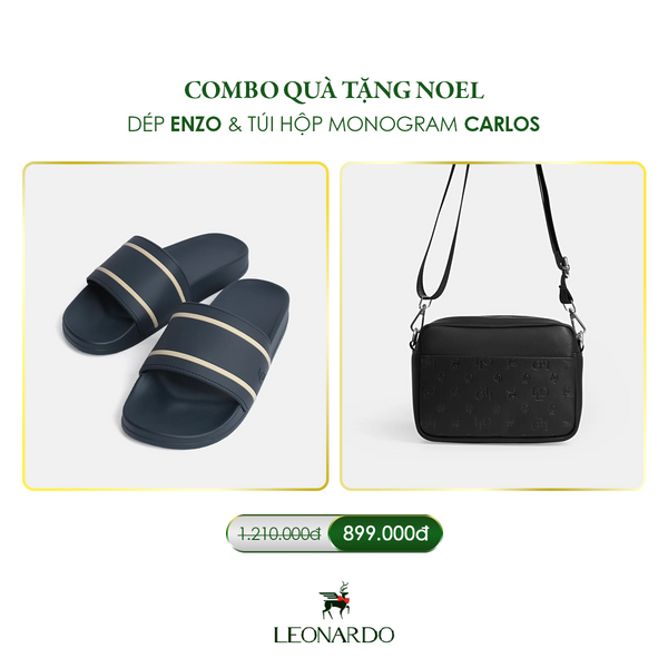 Combo Dép Enzo & Túi Hộp Monogram Carlos