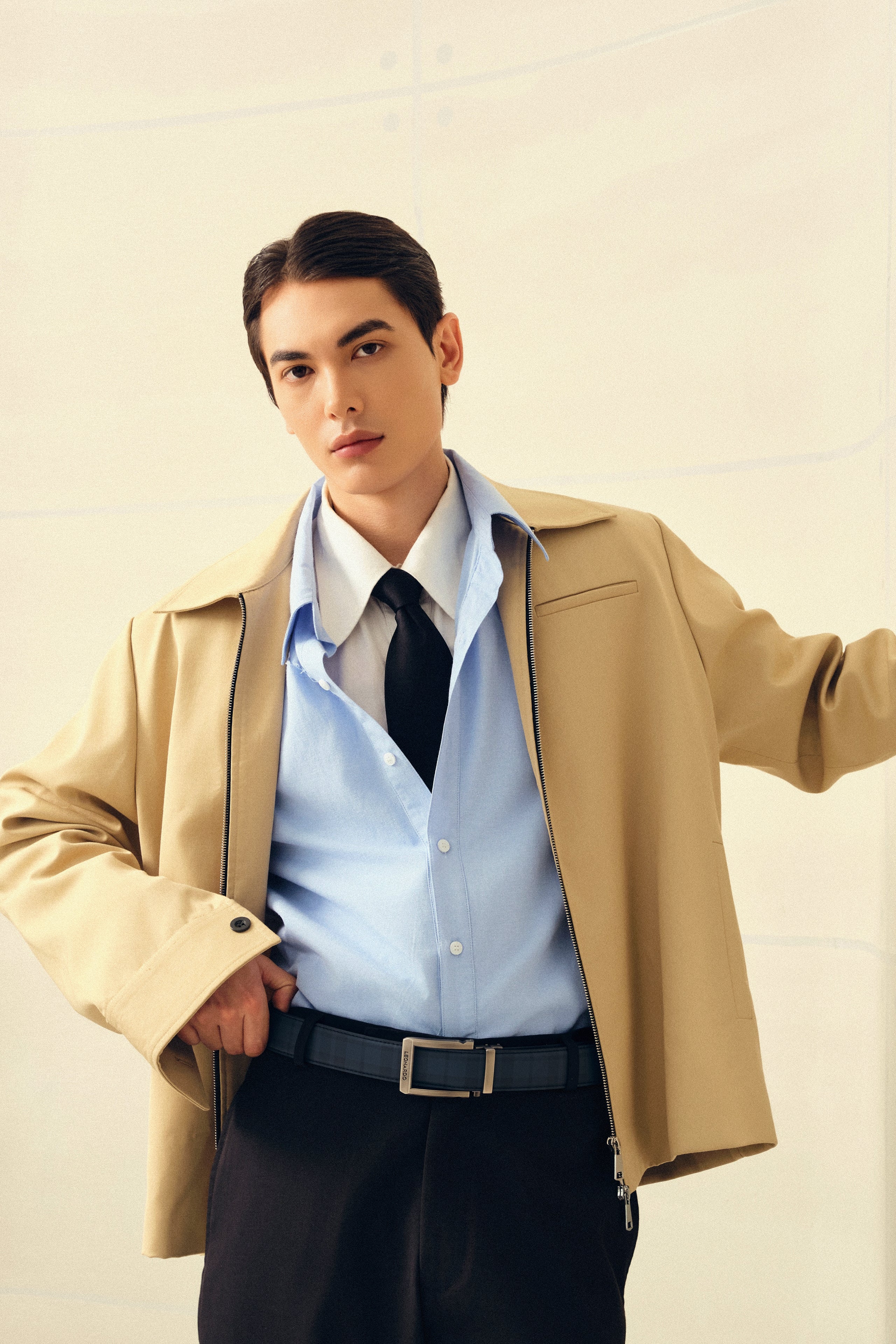 Thắt lưng Quickfit Baron - Leonardo
#Color_Búc Đen #Style_Vân da Tartan -  Xanh Navy