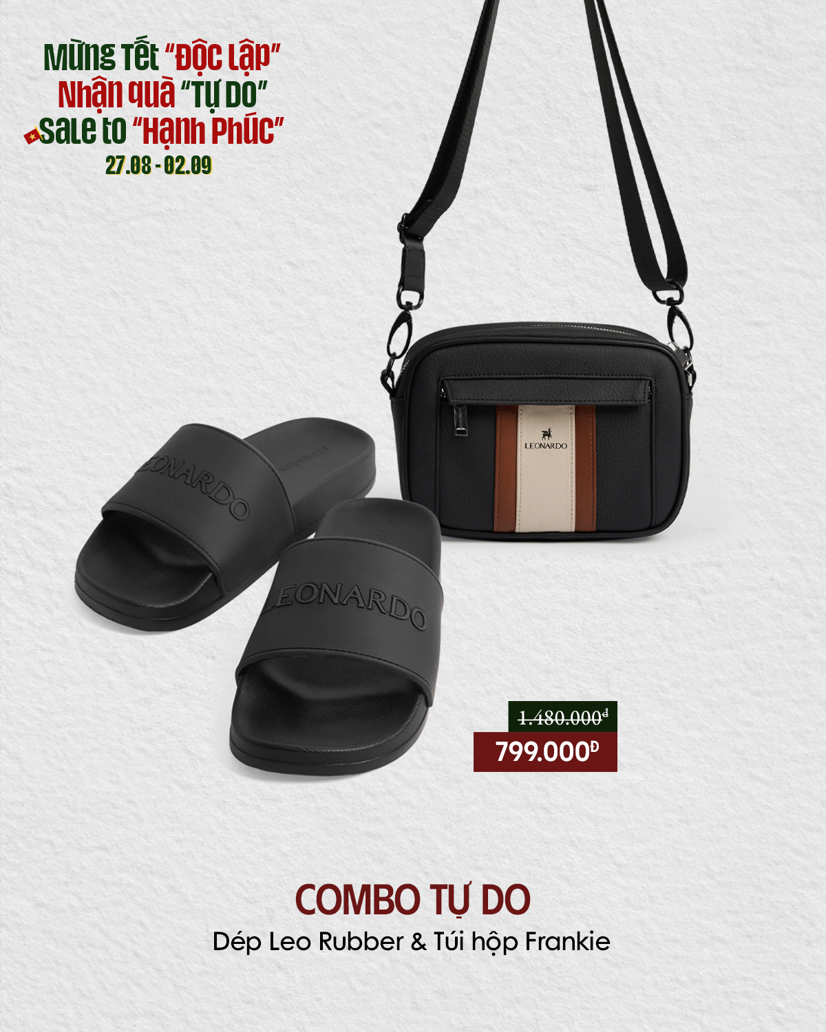 COMBO TỰ DO ( DÉP LEO RUBBER & TÚI HỘP FRANKIE)